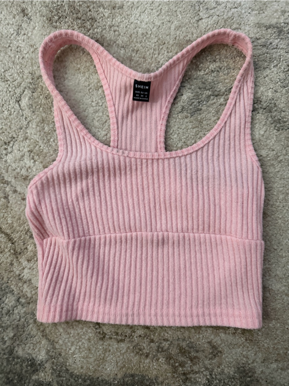 SHEIN Ribbed Light Pink Bandeau Tank